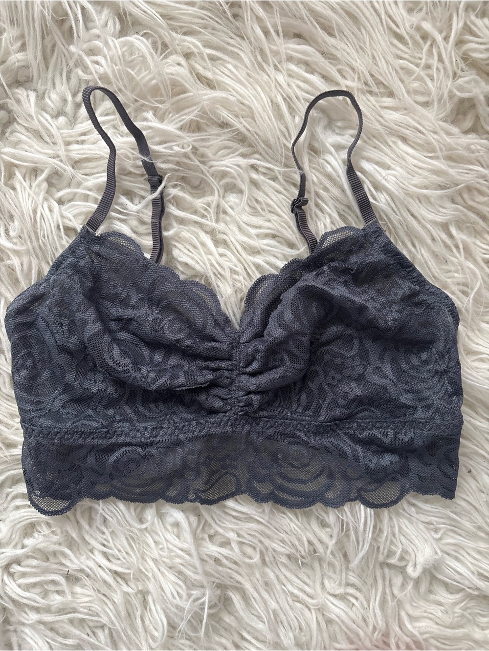 PINK Victoria’s Secret Gray Lace Longline Bralette Small